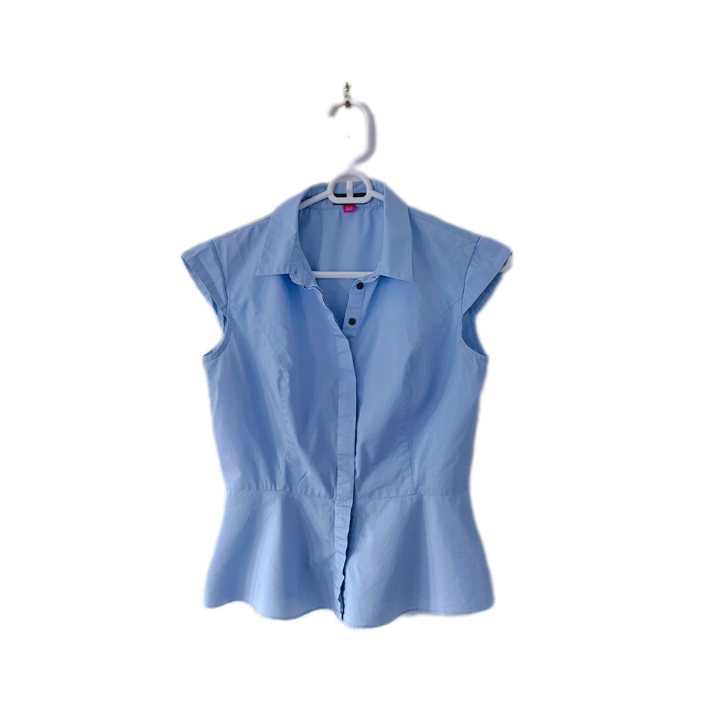 PXS VINCE CAMUTO BLUE PEPLUM BLOUSE
